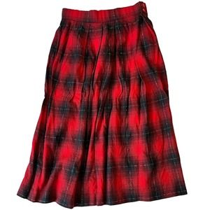 Vintage Evan Picone‎ Petites Plaid Midi Skirt Sz 6 Union Made in USA